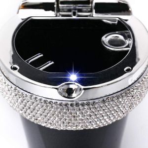 Cendrier de voiture LED,Cendrier de voiture portable avec couvercle et lumières LED,Cendrier clouté de diamant brillant,Détacher - Neuf
