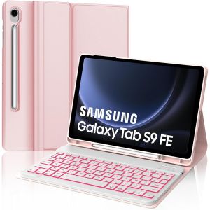 Coque Clavier Pour Samsung Galaxy Tab S9 Fe 10.9""/S10 Fe 10.9"" 2025, Azerty Français Clavier Rétroéclairé Magnétique Détachable Bluetooth Pour Samsung Tab S9 Fe 10.9""/S10 Fe 10.9"", Rose - Neuf