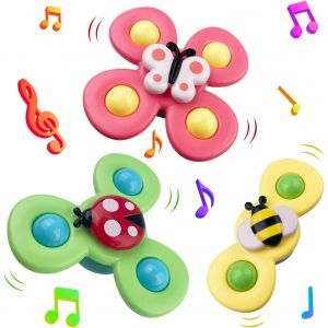 TDRFL-3Pcs Jouet Bain Bébé,Spinner Bebe Ventouse,Coccinelle Abeille Papillon Animaux Mignons Jouets De Jeux Bain Bebe,Ventouses Rotatives Cadeau Pour Tout-Petit,Enfants,Filles,Garçons - Neuf