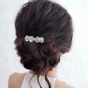 Meimie-Barrette Mariage Strass Barrette Cristal Roche Barrette Cristal Or Barrette Cristal Brillant Accessoires Cheveux Décoratifs Mariage Pour Femmes Et Filles(Avec Cristal Bleu) - Neuf