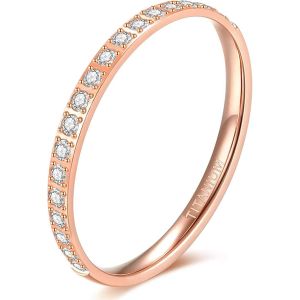 Kahfl-Eternity Bague D'&eacute;ternit&eacute; Pour Femme En Titane Avec Oxyde De Zirconium Argent&eacute;/Dor&eacute; Rose - Neuf