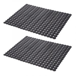 Décoratif Évier Tapis (Set De 2) - Protège L'évier De La Saleté Et Des Rayures - Extra Large Lavabo En Pvc Mat - Polka Dot Pattern Pour Protéger Lavabo Bas - Noir - Neuf