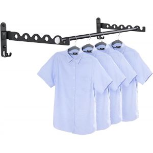 &Eacute;tendoir MuralCintre Mural Support de S&eacute;chage Pliable Crochet Cintre pour Balcon Rotation 90&deg; Porte-v&ecirc;tements Pliable Mural pour Salle BainChambreH&ocirc;telBuanderie (Noir) - Neuf