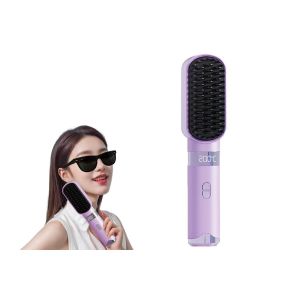 Brosse Lissante Sans Fil Rechargeable Par Usb Avec Contr&ocirc;le De La Temp&eacute;rature Et Design Portable - Neuf