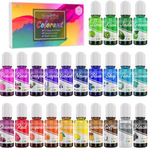 MEVRONISSHOP-Colorant R&eacute;sine UV/&eacute;poxy - 24 Couleurs Pigment Liquide - Colorant Concentr&eacute; pour Coloration R&eacute;sine, Fabrication Bijoux - Teinture pour Peinture, Artisanat - 24 x 10ml - Neuf