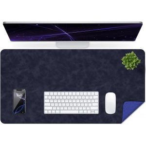 JGD-Sous-main de bureau en cuir vieilli, imperm&eacute;able, facile &agrave; nettoyer, tapis de souris et de clavier, tapis d'&eacute;criture (bleu fonc&eacute;, 90 x 43 cm) - Neuf