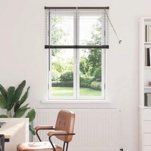 Vidaxl Store De Fenêtre Avec Des Rideaux Autre Noir 80 X 130 Cm Aluminium - Neuf