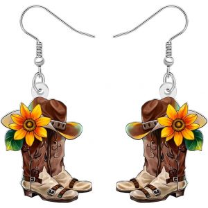 Kal-Boucles D'oreilles Pendantes En Acrylique Avec Chapeau De Cowboy Pour Femme, Bijoux Occidentaux, Accessoires Vintage, Cadeaux De Cowgirl Pour Tenues De Rodéo - Neuf