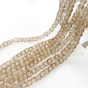 KAL-Lot De 98 Perles De Verre À Facettes - Perles De Verre Multicolores - Perles Carrées Simulées - Pour Artisanat, Bracelets, Bijoux, Bagues, Colliers, Cadeaux, Marron Clair - 3 Mm - Neuf