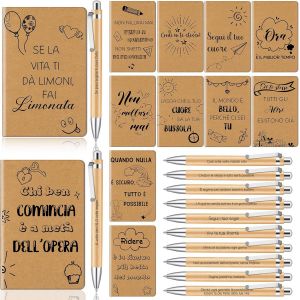 Chenquansarl-Set Cadeau De Motivation Pour Les Coll&egrave;gues Enseignants Cahiers Inspiration Italienne Mini Journal 12,4 X 8 Cm Et Bille De Motivation Cadeaux De No&euml;l Et Thanksgiving Pour Bureau Et L'&eacute;co - Neuf