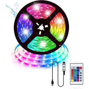 Ruban Led 5m Usb Led Chambre Bande Led Deco Chambre,Leds Decoration 5050 Rgb Lumiere Led Ruban Auto-Adh&eacute;sif Avec T&eacute;l&eacute;commande 24 Touches Pour L&eacute;clairage &Agrave; La Maison, D&eacute;coration De [Rub9220519] - Neuf