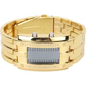 Eryi-Montre Pour Homme, Montre Led Tendance Pour Homme Avec Mode Horaire Binaire, Montre-Bracelet Avec Affichage Numérique Led Pour Entreprise.(Or Masculin) - Neuf