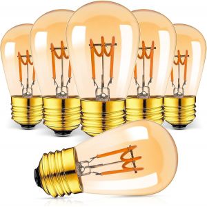 Kal-E27 Ampoule Led Vintage Graduable 25watt, 3w 150 Lumens Ambre Edison Filament Ampoules, 2200k Blanc Chaud Pour La Chambre Coucher Ou Le Café,Cri>90+,6pcs - Neuf