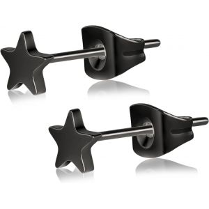 Kal-Boucles D'oreilles Coeur Plat Titane Sans Nickel Hypoallergénique Pour Oreille Sensible Délicat En Forme De Coeur Pour Les Femmes Filles Adolescents - Noir, Argent, Or, Or Rose - Neuf
