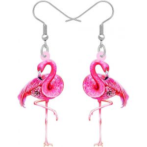 Kalhx-Boucles D'oreilles Pendantes En Acrylique Flamant Rose Mignon Cadeaux Pour Filles Enfants Bijoux En Forme D'oiseau Pour Les Femmes Charms Les Amoureux Des Oiseaux - Neuf
