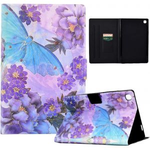 Coque Tablette Samsung Tab A7 Compatible Galaxy Tab A7 10.4 Pouces 2022/2020 Cuir Pu Housse Tablette Avec Fentes Support Fonction Support Compatible Sm-T500/T509/T505 -Papillon Bleu - Neuf