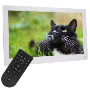 Cadre photo numerique a induction 15,6 pouces 16:9 1920 x 1280 IPS 1080p, compatible avec la lecture de videos, d'images, de musique, d'horloge et de calendrier, 100-240 V (blanc UE) - Neuf