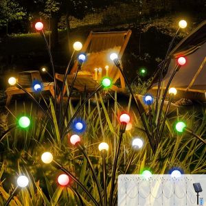 Kal-6pcs Lumiere Luciole Solaire Le Jardin, 48 Led Lumières Solaires Lucioles, Lampe Solaire Firefly Avec Télécommande, 8 Modes, Ip65 Étanche, Lampe Solaire Pour Patio, Passerelle, Balcon - Neuf