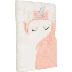 Journal Intime Blanc Peluche Licorne Corail-Journal avec Cadenas et clés pour Ses Secrets-Carnet de Notes pour Fille-Idée Cadeau pour Enfant,pour sa Fille - Neuf