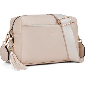 RFCBC-Petit Sac Bandoulière Femme avec 3 Compartiments Zippés,Sac à Bandoulière Femme en Cuir PU,Sac a Main Femmes Sacoche Femme Bandoulière avec Large Sangle Réglable et Amovible - Neuf