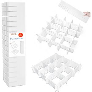 Jexnovashop-S&eacute;parateurs Pour Tiroirs R&eacute;glables En Plastique, 42 X 9 Cm, Organiseur Modulaire, Grille De Rangement Pour Salle De Bain, Cuisine Ou Bureau, Organiseur De Chaussettes Et De Slips (Blanc) - Neuf