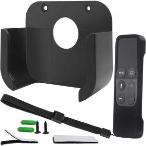 Support mural avec coque de télécommande compatible avec Apple TV4 4K - TV Mount et étui de protection à distance Siri pour Apple TV 4/4K [4e génération] (Noir).[S294] - Neuf
