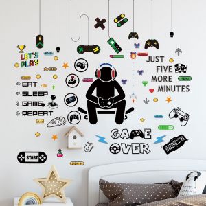 Gamer Room Decor Gaming Stickers Muraux Autocollant Gamer Stickers Garçons Chambre Stickers Jeu Vidéo Décor Mangez Sommeil Jeu Sticker Mural pour Gamer Chambre Salle De Jeux Décorations - Neuf