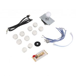Kit De Pieces De Jeu D'arcade Diy, Encodeur Usb Sans Delai, Bouton De Joystick Pour Jeu Mame (Blanc) - Neuf