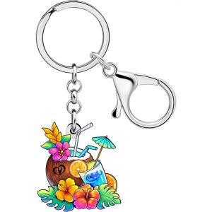 Kal-Porte-Clés De Plage En Acrylique Accessoires D'été Palmier Noix De Coco Charms Ocean Bijoux Cadeaux Pour Les Femmes Et Les Jeunes Filles - Neuf