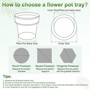 KALANKA-Lot de 6 Plateaux de Pot de Fleurs, Plateau de Gouttes de Fleur Carré en Plastique de 6 Pouces, Plateau de Plante Durable sans Trous pour Pots à l'Intérieur/à l'Extérieur [Blanc] - Neuf