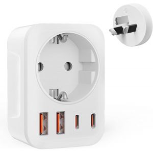 Adaptateur Prise Australie Chine Nouvelle-Z&eacute;lande, avec 2 USB & 2 USB-C Adaptateur Voyage FR 2 Broches vers AU 3 Broches Adaptateur Prise Argentine, Fidji Type I - Neuf