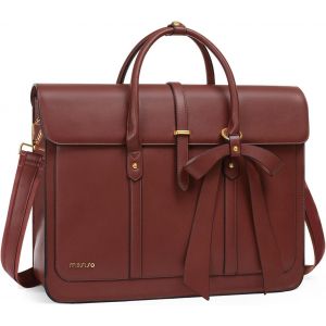 acdsgd-Sacoche Ordinateur Portable femmes,15-15,6 Pouces Sac &agrave; Bandouli&egrave;re Cuir PU Convertible en Sac &agrave; Dos, 16 Pouces Sac Messager,Sac &agrave; Main Sac d'ordinateur avec Noeud Papillon,Marron - Neuf