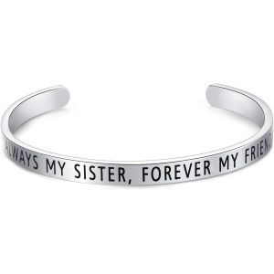 Bracelet D'amitié En Acier Inoxydable Avec Inscription « Always My Sister Forever My Friend » - Cadeau Sentimental - Cadeau Pour Amis, M, Acier Inoxydable - Neuf