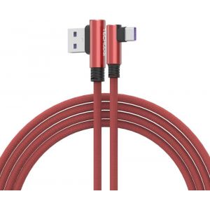 Câble USB C, 1.5M Type C à Angle Droit 90° à Charge et Sync Rapide Compatible avec Huawei P40, Moto G9, Xiaomi Note 10/11/Pro, Realme 8, Samsung A52, S22/S21/S20/FE S10/A22/Pixel 6 etc Rouge - Neuf
