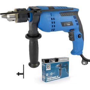 ENG PRO Perceuse &eacute;lectrique 650 W - Vitesse r&eacute;glable 0 &agrave; 3000 tr/min - Double fonction marteau percusseur, poign&eacute;e suppl&eacute;mentaire et compteur de profondeur - UM ET TP13 - Neuf