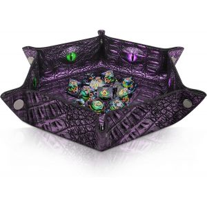 Plateau &Agrave; D&eacute;s Dnd Motif Crocodile,Plateau &Agrave; D&eacute;s Hexagonaux Pliable,Plateau &Agrave; D&eacute;s Phosphorescent,Parfait Pour Les Rpg,Dnd Et Les Jeux De Table (Violet) - Neuf