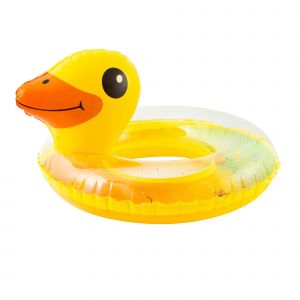 Piscine gonflable en forme de canard, motif abstrait avec pentes, anneau de natation jaune gonflable pour l'été - Neuf