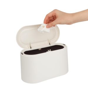 Eryi-Poubelle De Table Avec Couvercle À Bouton-Poussoir,Poubelle De Table Avec Couvercle, Mini Poubelle De Table Pour Cuisine, Petite Poubelle Design Pour Salle De Bain Bureau 22 * 11 * 13cm - Neuf