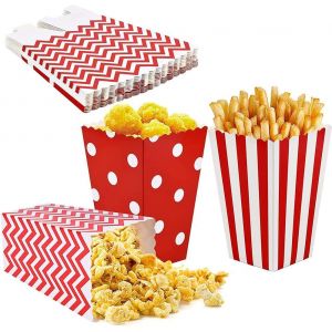 lbgwp60-45 Pièces Boîtes De Pop Corn, Popcorn Boîtes, Boîtes De Collations, 3 Motifs, Style Rétro, Pas Facilement Déformé, Pour Fêtes, Anniversaires, Célébrations, Mariages, Banquets (Rouge) - Neuf