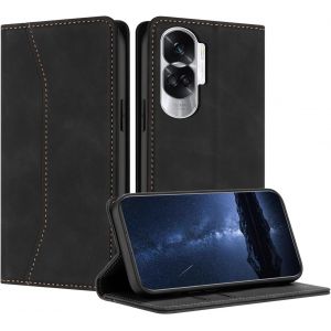 Wqs-Coque Compatible Avec Pour Huawei Honor 90 Lite, Etui Protection Housse Premium En Cuir Pu Portefeuille Rabat Clapet Case, Pochette Flip Fermeture Magn&eacute;tique &Eacute;tui Case Coque Cuir (Noir) - Neuf