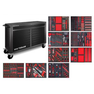 Servante d'atelier compl&egrave;te large, noire XL 514 outils MW Tools MWE512G4B - Neuf