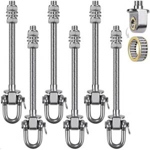 Ulteronixshop-Crochets Pivotants &agrave; Roulement,6 Pi&egrave;ces - Acier Inoxydable 304 (M10x180mm,Longueur Totale 235mm)-Crochets de Balancement 180&deg;-Pour Balan&ccedil;oires,Hamacs,Sacs de Boxe,Fitness, Yoga,Int&eacute;rieu - Neuf