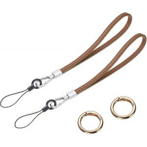 KAL-Lot De 2 Sangles De Poignet En Cuir Lisse Pour Emp&ecirc;cher Les Chutes -Pour Embrayage, T&eacute;l&eacute;phone Portable, Porte-Cl&eacute;s, Portefeuille, Sac &Agrave; Main (Marron Clair) - Neuf