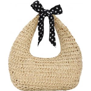 SJZG-Femmes Noué Paille Sac À Main Sac De Plage D¿Été Sac À Main De Soirée Tissé Rond Boho Paille Pochette Sac À Main Pour Vacances Rencontre Plage - Neuf