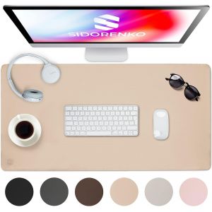 - Sous-Main De Bureau En Cuir Synth&eacute;tique - 80 X 40 Cm - Beige - Avec Bords Cousus - Tapis De Bureau R&eacute;sistant &Agrave; La Rouille - Grand Sous-Main - Tapis De Souris Xxl - Neuf