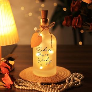 Bouteille Lumineuse Led 500ml En Verre Mat, Bouchon Led Avec Fil De Cuivre, Étiquette Kraft, Cadeau De Décoration Pour Anniversaire, Noël, Mariage - Neuf