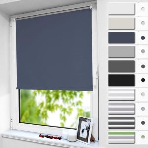 Store Occultant Sans Per&ccedil;age, Store Enrouleur Opaque Thermique Isolant, Protection De Vie Priv&eacute;e & Protection Soleil, Pour Fen&ecirc;tre Ou Porte, 80l X 130l Cm (Largeur Du Tissu 76cm), Bleu Fonc&eacute; - Neuf