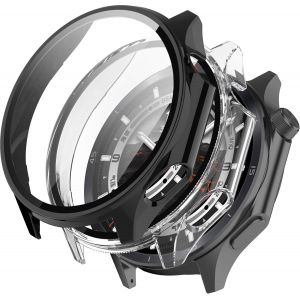 JGD-2 Pi&egrave;ces Coque pour OnePlus Watch 3/Oppo Watch X2 + Verre Tremp&eacute;,[Anti-Rayures] TPC Coque et 9H duret&eacute; Verre Tremp&eacute; (Noir + Transparent) - Neuf