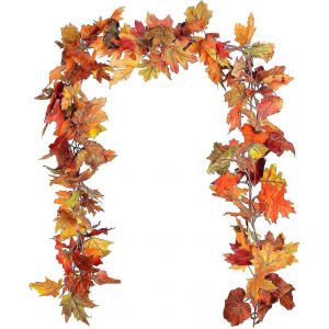 Pack De 2 Artificiel Guirlande De Feuilles D'&Eacute;rable De La Pendaison Guirlande Int&eacute;rieure Ext&eacute;rieure F&ecirc;te De Mariage Chemin&eacute;e De D&eacute;coration De No&euml;l - Neuf