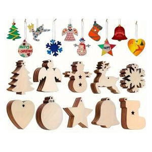 100 D&eacute;corations De Sapin De No&euml;l En Bois &Agrave; Peindre Et &Agrave; D&eacute;corer - Neuf